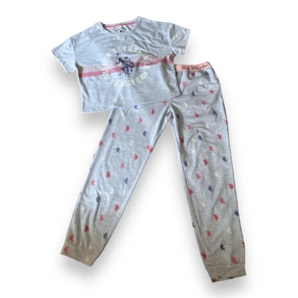 U.S. POLO ASSN. Women's Short Sleeve Sleep Top And Jogger Pant Set Medium | NWOT